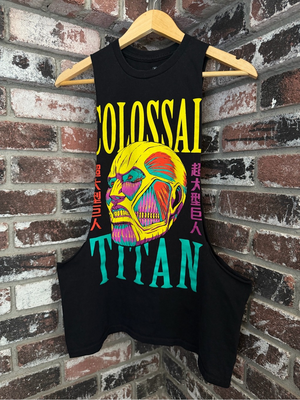 Colossal Titan Attack on Titan Japanese Manga Series Graphic Black Muscle Tank